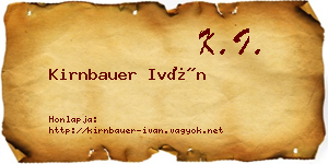 Kirnbauer Iván névjegykártya